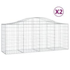 Greatstore 2 db íves horganyzott vas gabion kosár 200x50x80/100 cm