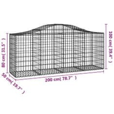 Greatstore 18 db íves horganyzott vas gabion kosár 200x50x80/100 cm