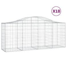 Greatstore 18 db íves horganyzott vas gabion kosár 200x50x80/100 cm