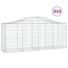 shumee 14 db íves horganyzott vas gabion kosár 200x50x80/100 cm