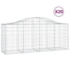 Greatstore 20 db íves horganyzott vas gabion kosár 200x50x80/100 cm