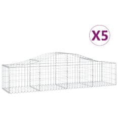 Greatstore 5 db íves horganyzott vas gabion kosár 200x50x40/60 cm