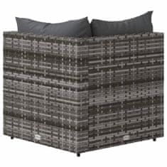 Greatstore 2 db szürke polyrattan kerti sarokkanapé párnával