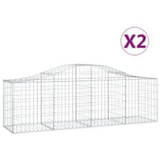 Greatstore 2 db íves horganyzott vas gabion kosár 200x50x60/80 cm