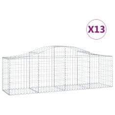 Vidaxl 13 db íves horganyzott vas gabion kosár 200x50x60/80 cm 3145609