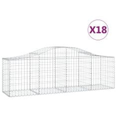 Greatstore 18 db íves horganyzott vas gabion kosár 200x50x60/80 cm