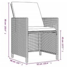 Vidaxl 17 részes fekete polyrattan kerti étkezőgarnitúra párnákkal 3095665